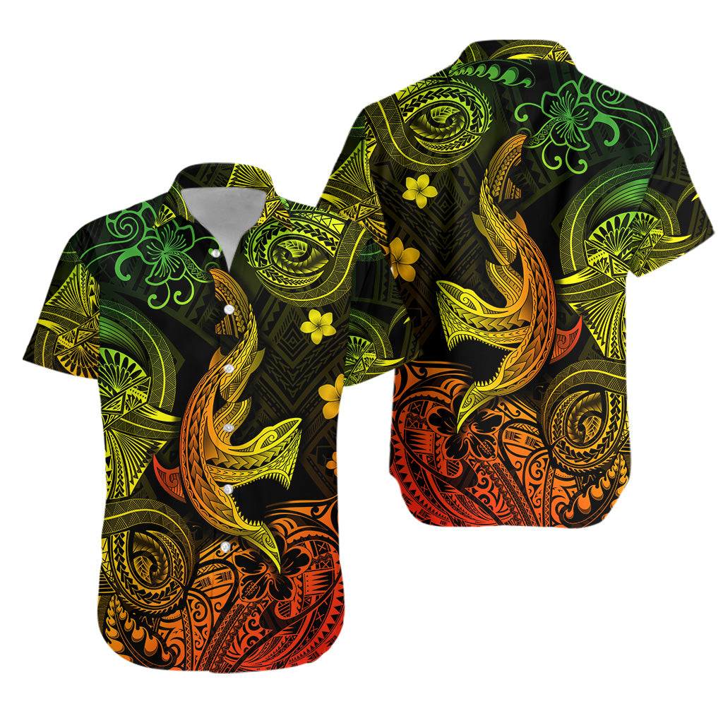 Hawaii Angry Shark Polynesian Hawaiian Shirt Unique Style - Reggae