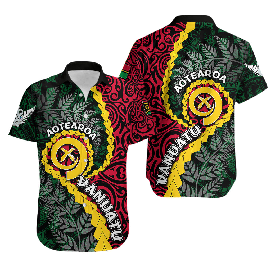 Vanuatu Hawaiian Shirt Mix Maori Silver Fern