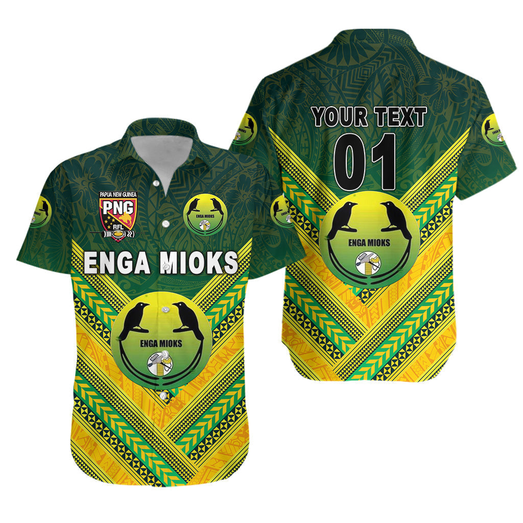 Custom Personalised Papua New Guinea Enga Mioks Hawaiian Shirt Rugby Original Style - Green, Custom Text And Number