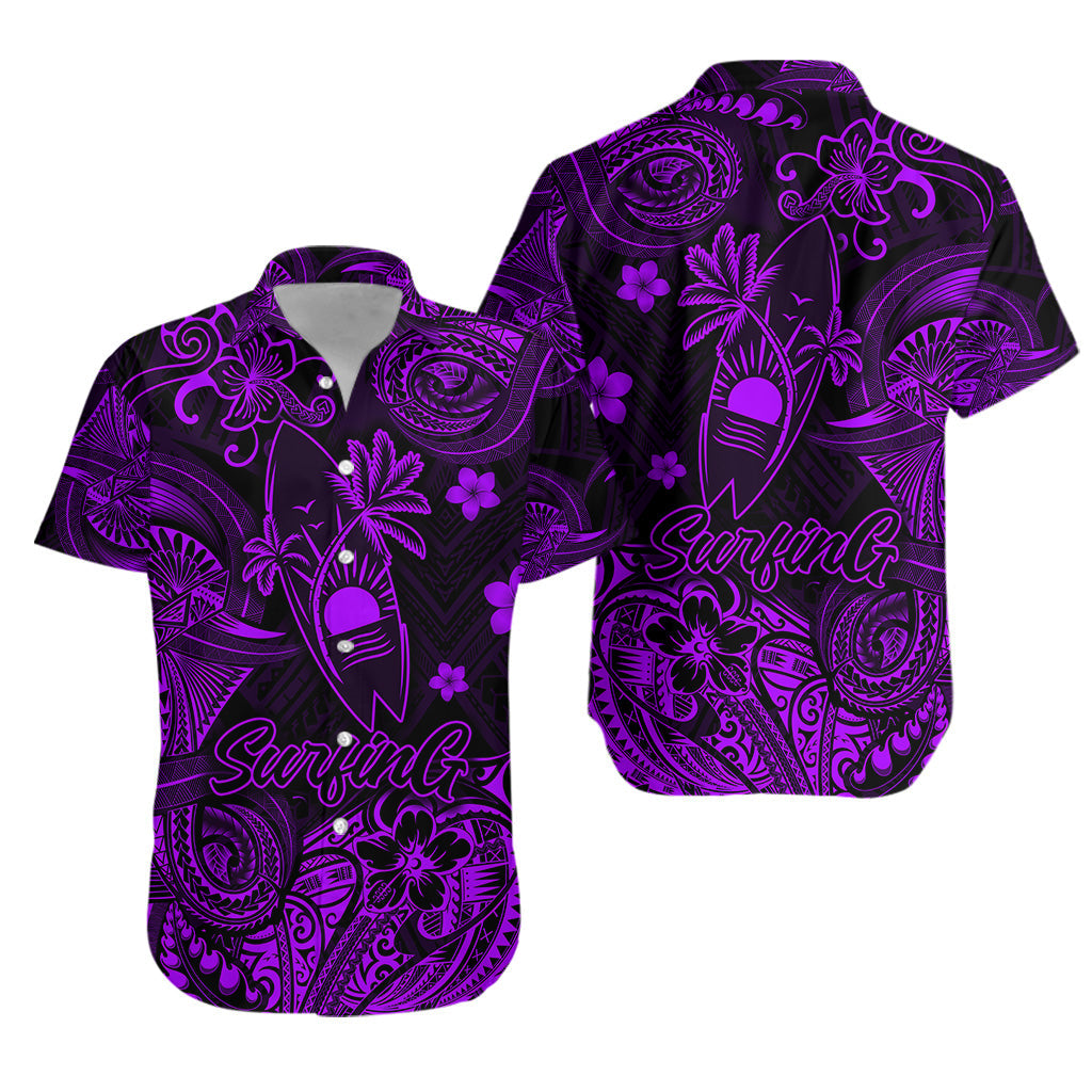 Hawaii Surfing Polynesian Hawaiian Shirt Unique Style - Purple
