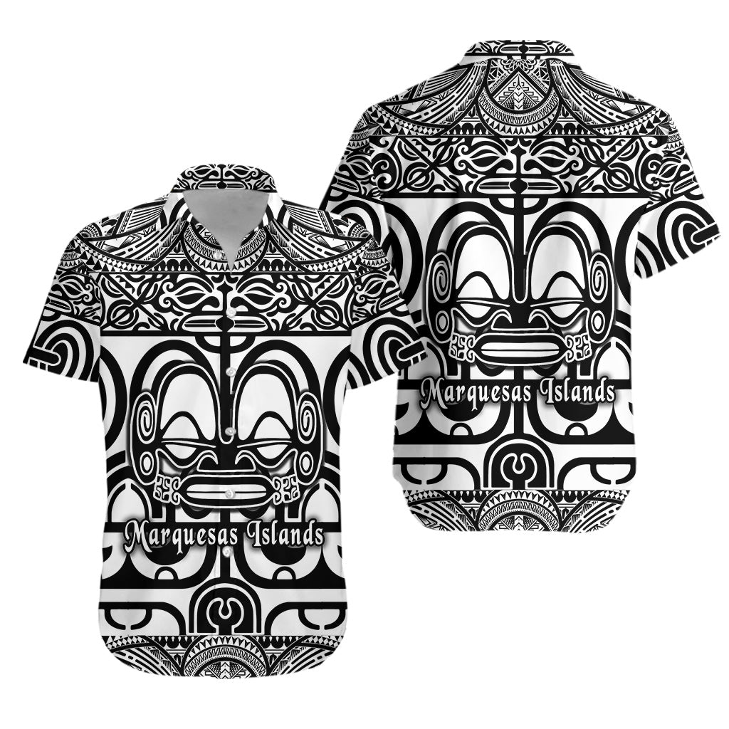 Marquesas Islands Hawaiian Shirt Marquesan Tattoo Simple Style - Black
