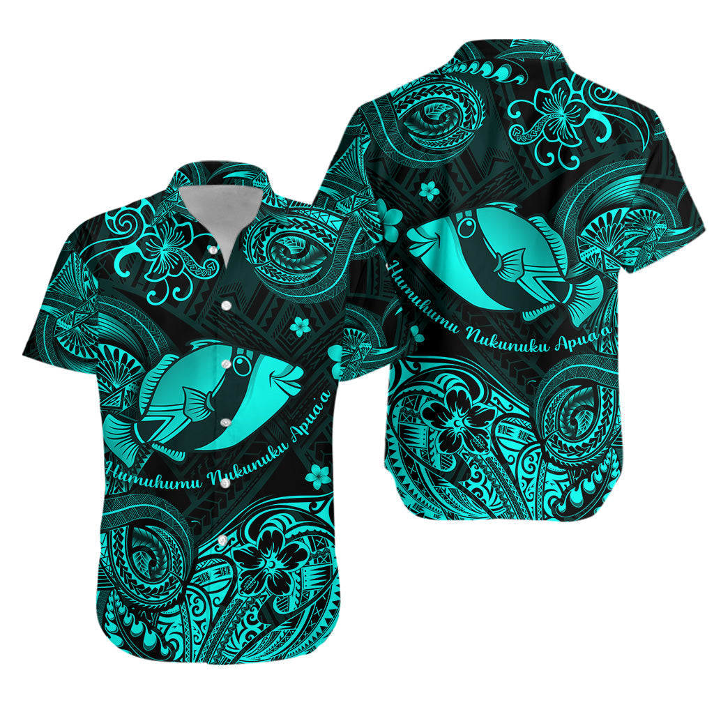 Hawaii State Fish: Humuhumu Nukunuku Apua'a Polynesian Hawaiian Shirt Unique Style - Turquoise