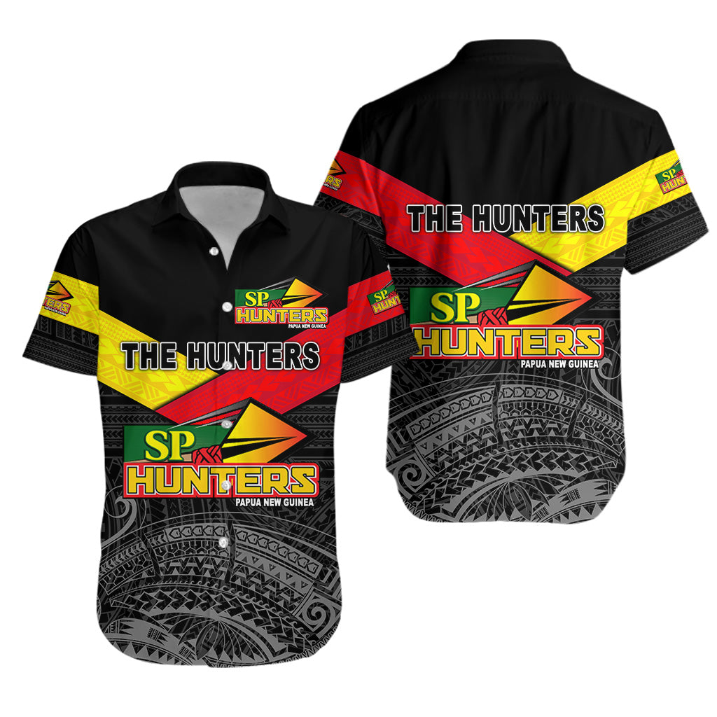 Papua New Guinea SP Hunters Hawaiian Shirt Rugby Original Style - Black