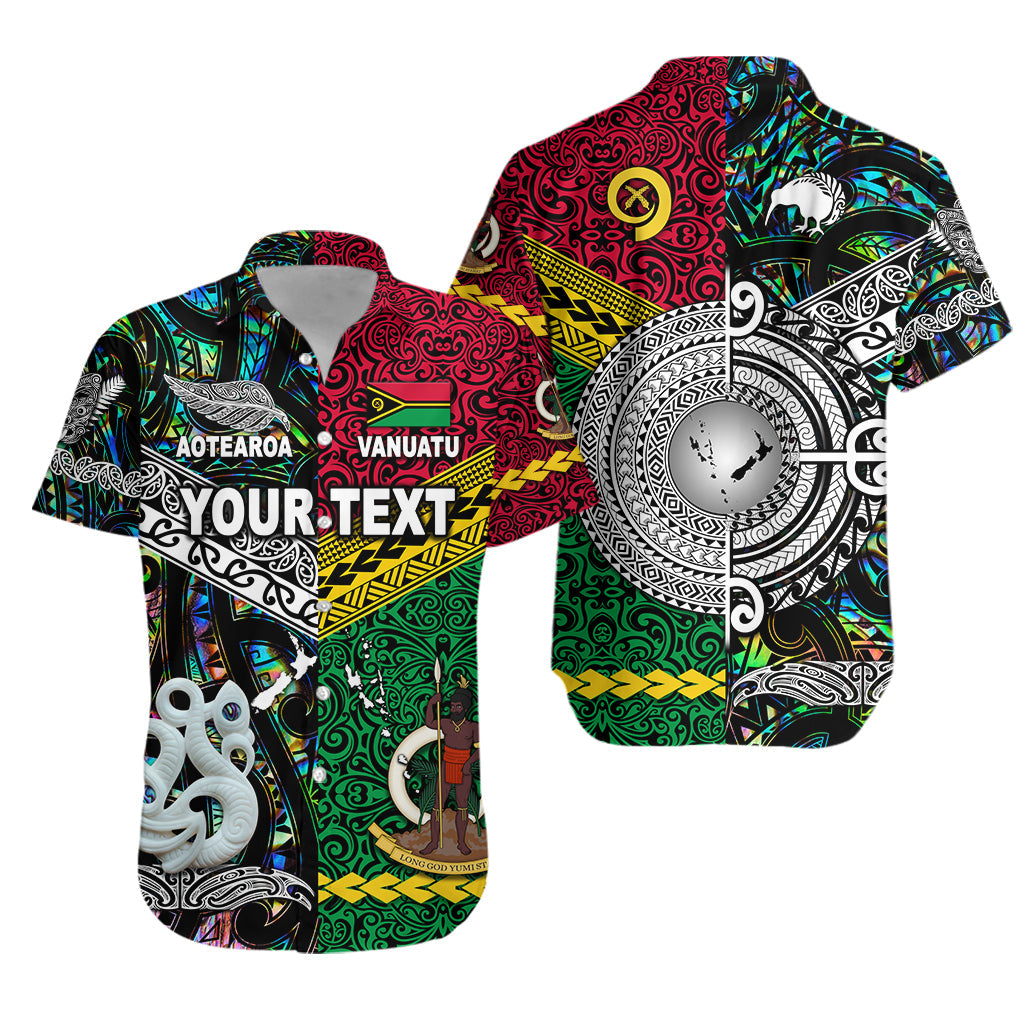 Custom Personalised Vanuatu And New Zealand Hawaiian Shirt Together - Paua Shell