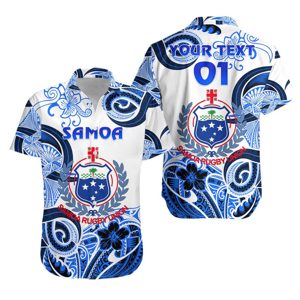 Custom Personalised Samoa Manu Hawaiian Shirt Rugby Unique Style - White