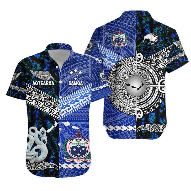Samoa And New Zealand Hawaiian Shirt Together - Blue