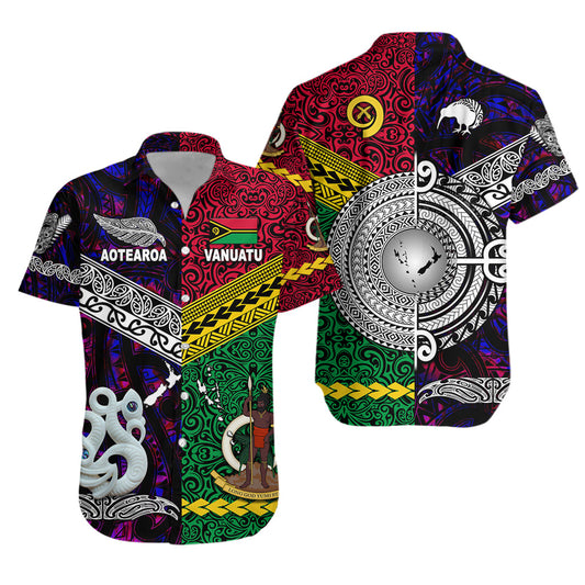 Vanuatu And New Zealand Hawaiian Shirt Together - Purple