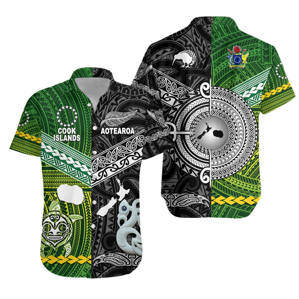 New Zealand Maori Aotearoa Hawaiian Shirt Cook Islands Together - Black