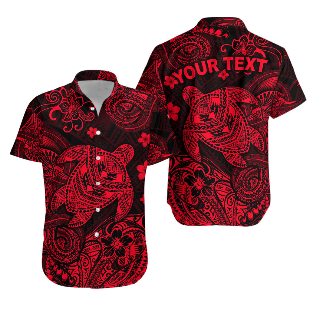 Custom Personalised Hawaii Turtle Polynesian Hawaiian Shirt Plumeria Flower Unique Style - Red
