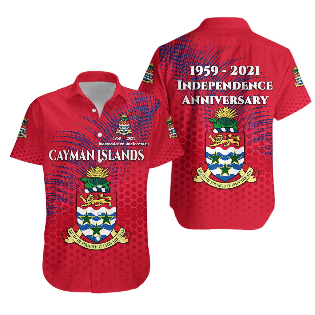 Cayman Islands Hawaiian Shirt Coat Of Arms Independence Anniversary Simple Style - Red