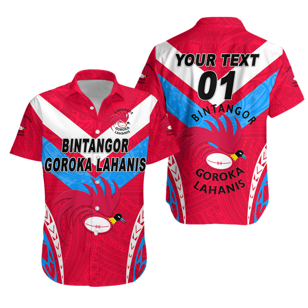 Custom Personalised Papua New Guinea Bintangor Goroka Lahanis Hawaiian Shirt Rugby Original Style - Red, Custom Text And Number