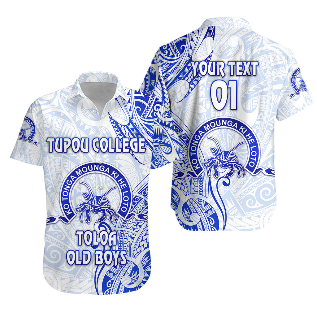 Custom Personalised Tonga Tupou College Hawaiian Shirt Toloa Old Boys Simple Vibes - White, Custom Text And Number