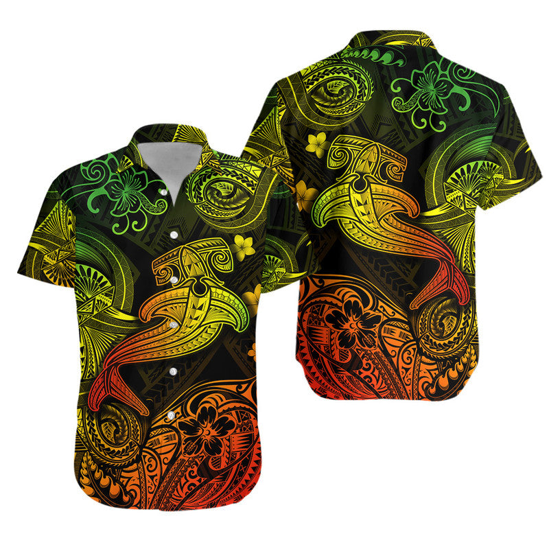 Hawaii Hammer Shark Polynesian Combo Dress and Hawaiian Shirt Matching Couples Outfit Unique Style Reggae