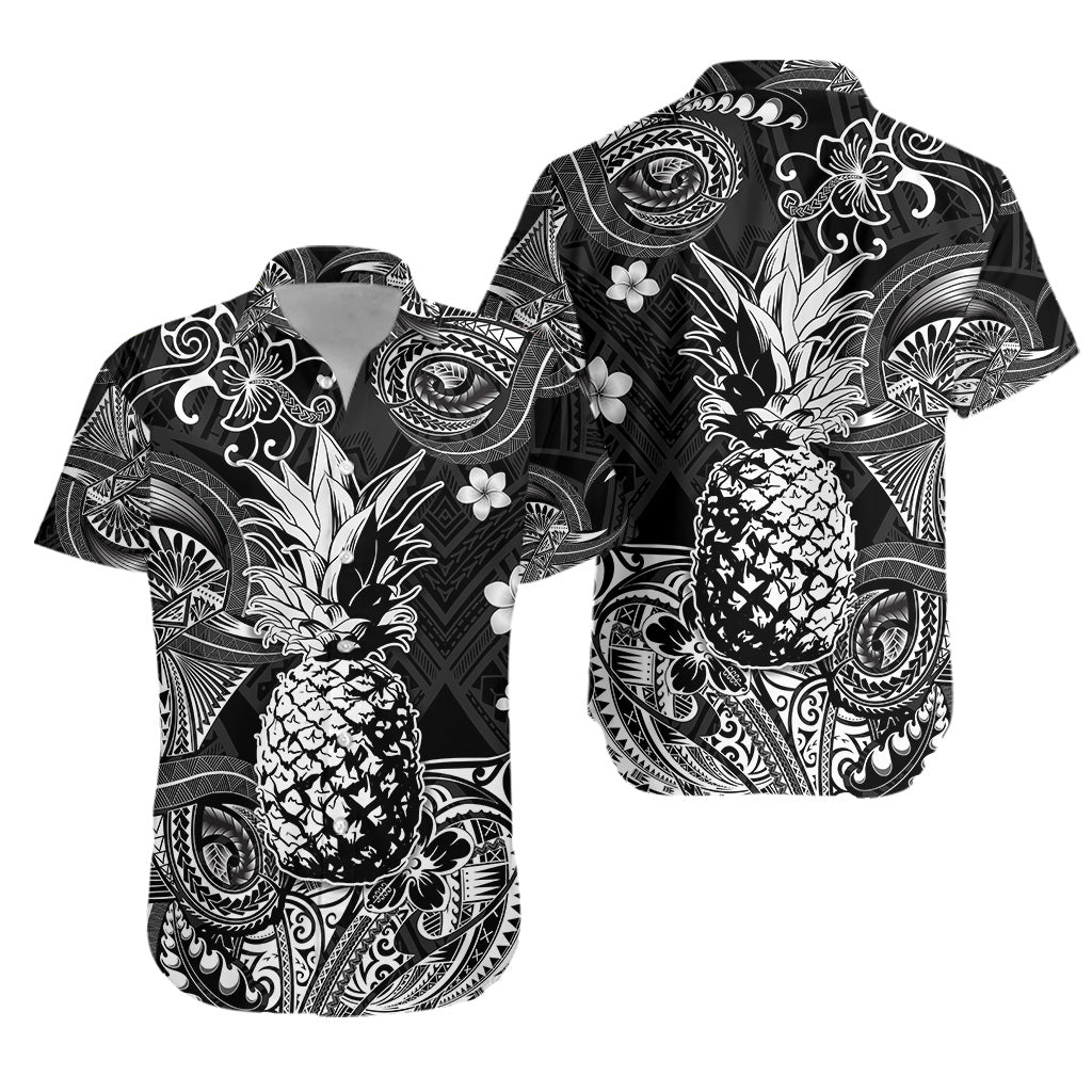 Hawaii Pineapple Polynesian Hawaiian Shirt Unique Style - Black