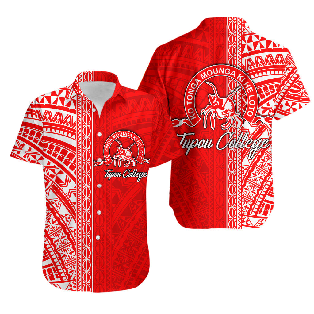 Tupou College Toloa Hawaiian Shirt Half Version Red
