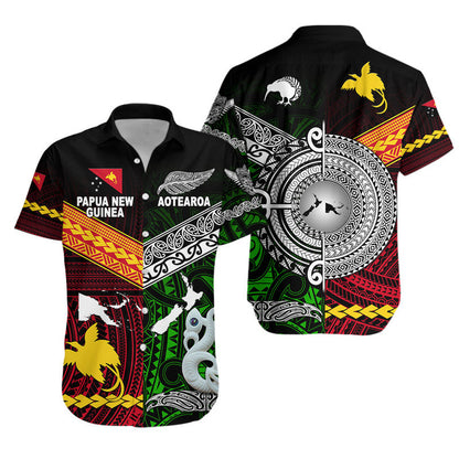 His And Her Matching Outfits New Zealand And Papua New Guinea Combo Dress And Shirt Together Green