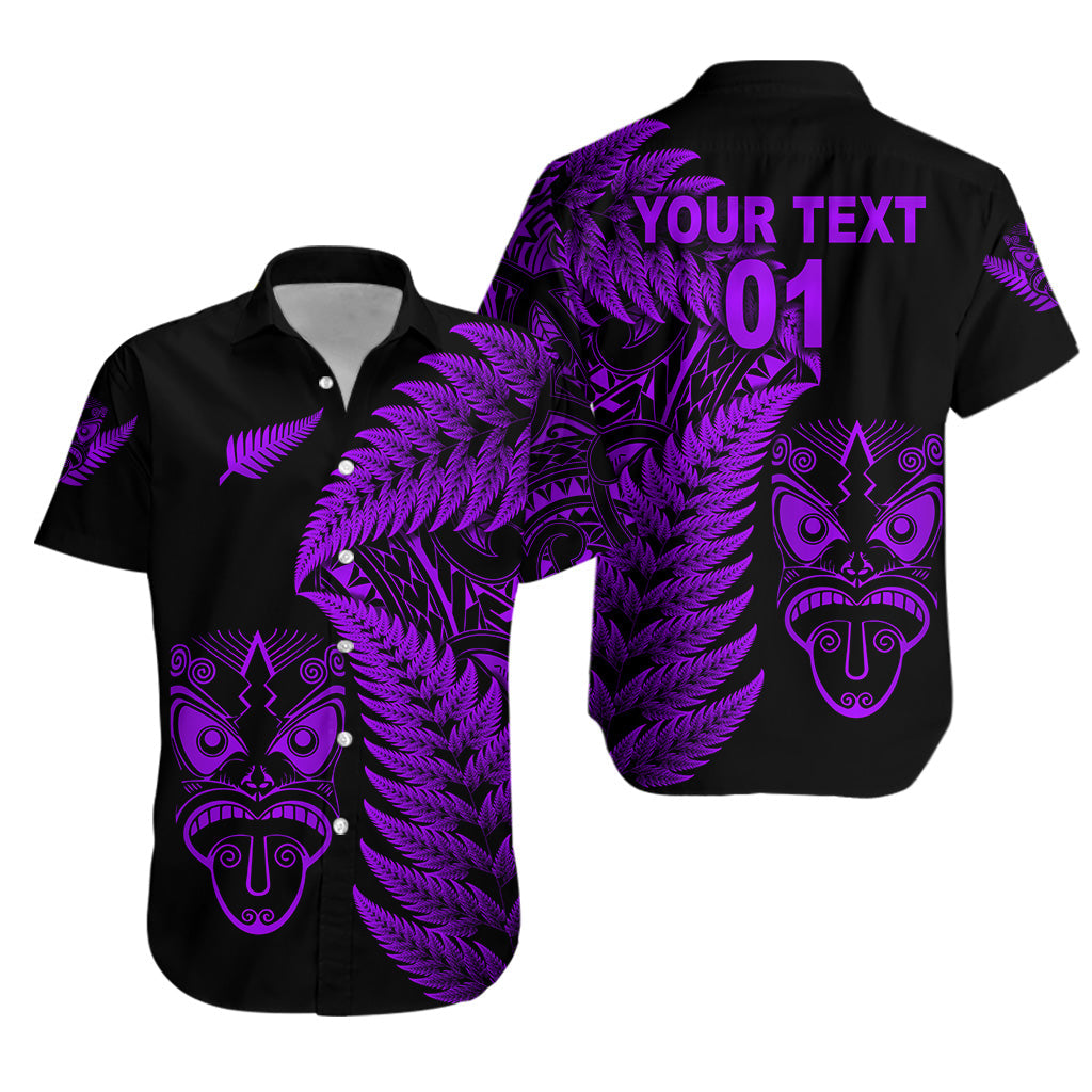 Custom Personalised New Zealand Haka Rugby Maori Hawaiian Shirt Silver Fern Vibes - Purple