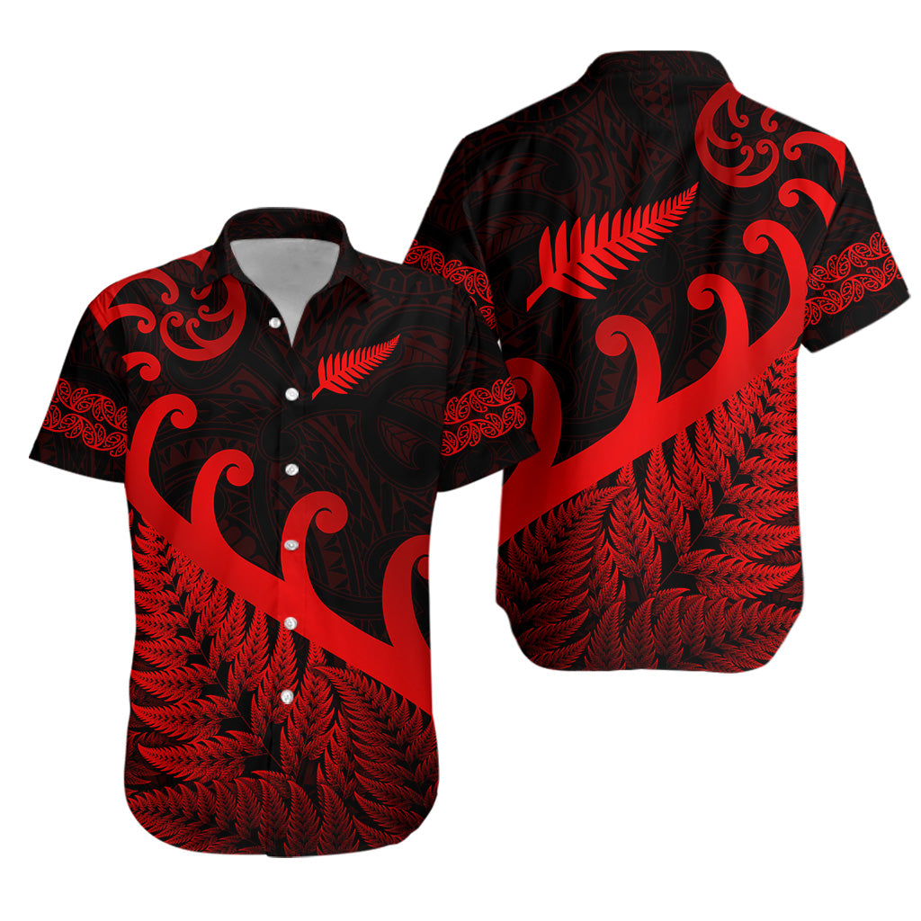 New Zealand Rugby Maori Hawaiian Shirt Silver Fern Koru Vibes - Red