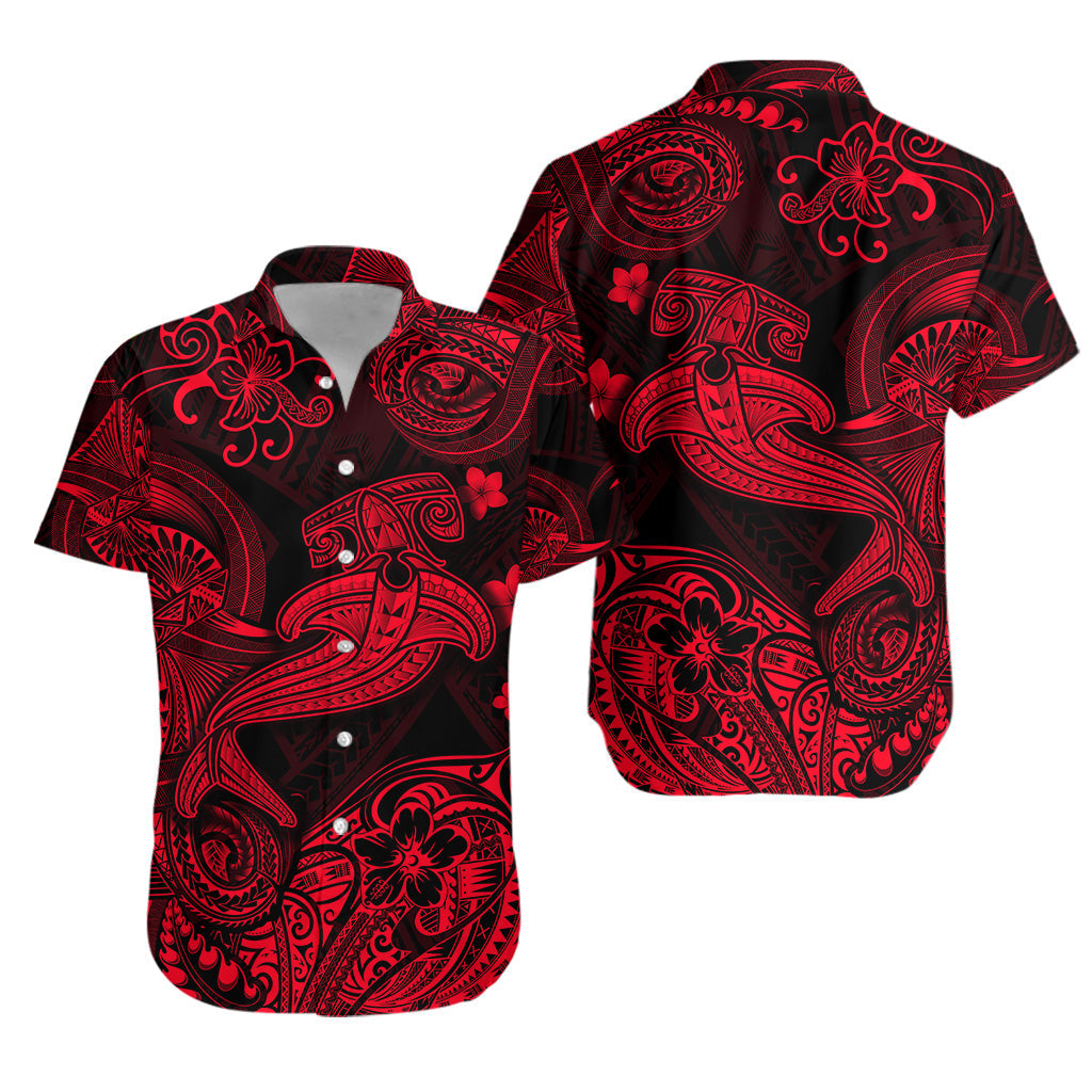Hawaii Hammer Shark Polynesian Hawaiian Shirt Unique Style - Red
