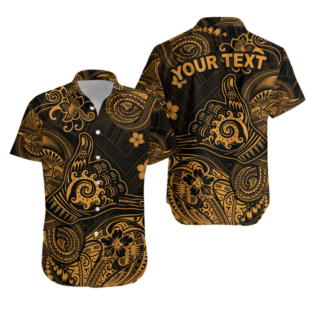 Custom Personalised Hawaii Shaka Polynesian Hawaiian Shirt Unique Style - Gold