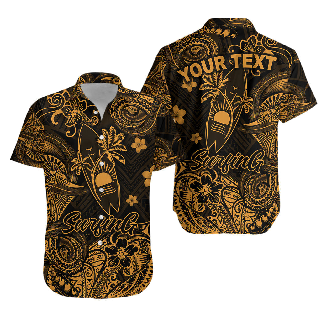 Custom Personalised Hawaii Surfing Polynesian Hawaiian Shirt Unique Style - Gold