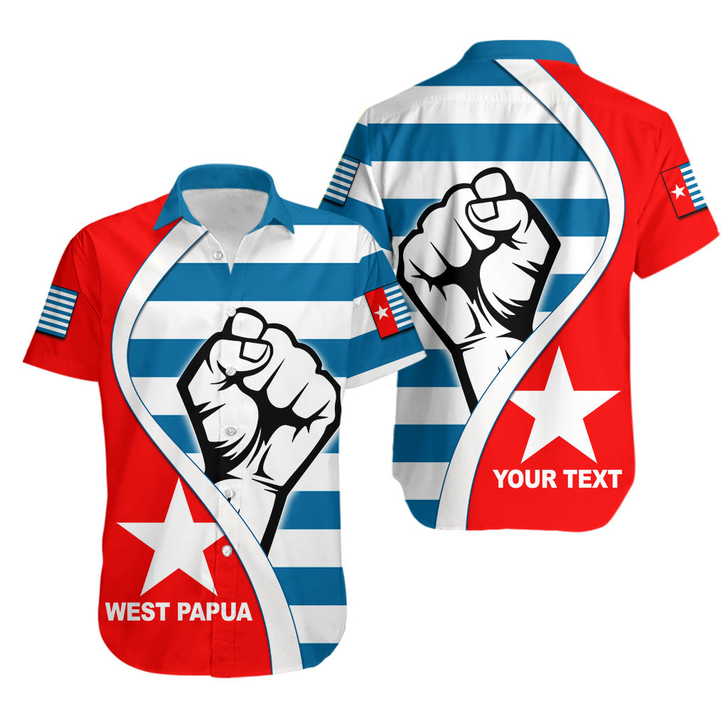 Custom PersonalisedWest Papua Hawaiian Shirt Clenched Hands Flag