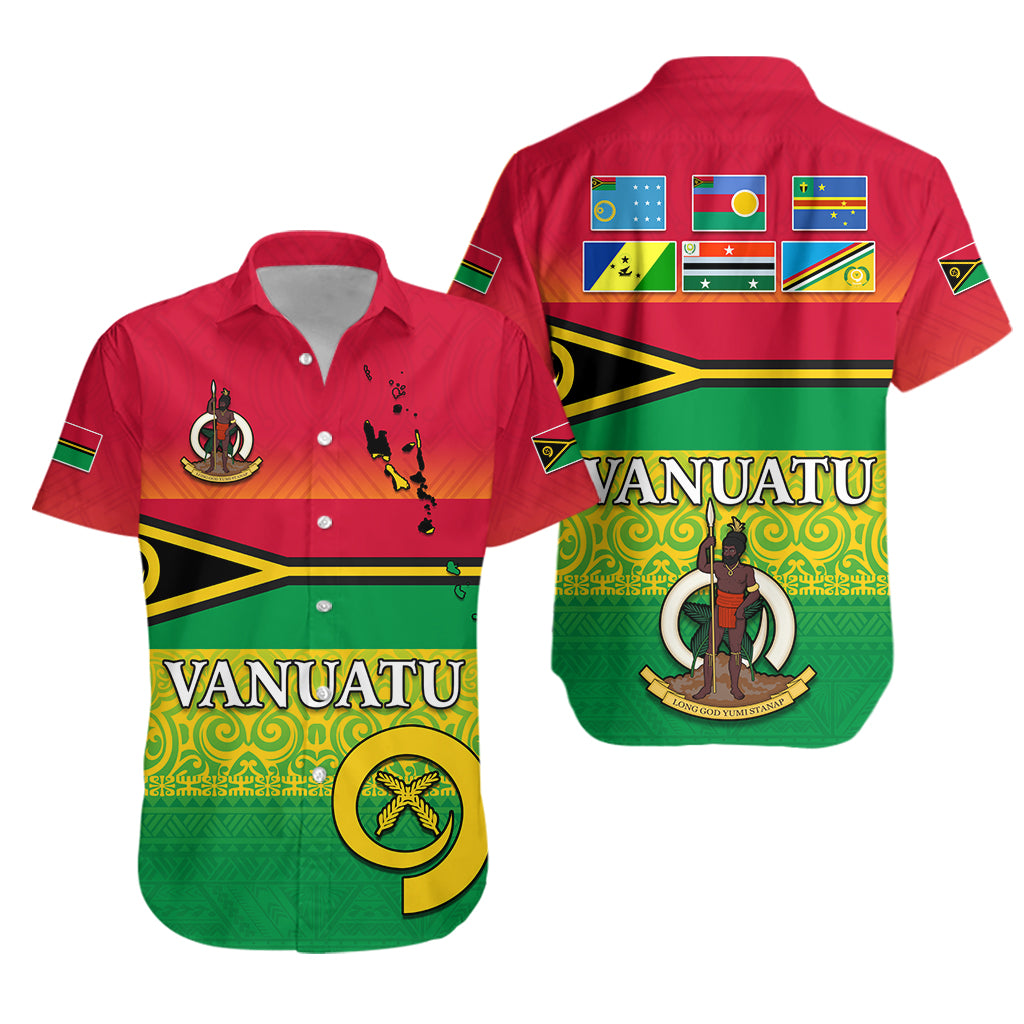 Vanuatu Color Hawaiian Shirt Six Provinces and Map