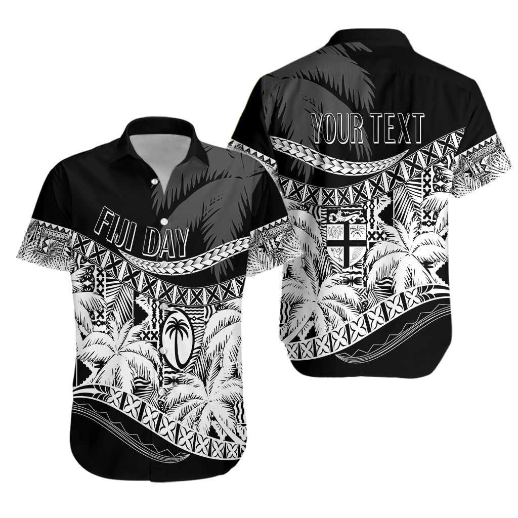 Personalised Fiji Day Hawaiian Shirt Flying Fijians Masi Kesa Style - Black