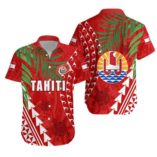 Tahiti Rugby Hawaiian Shirt Coconut Leaves