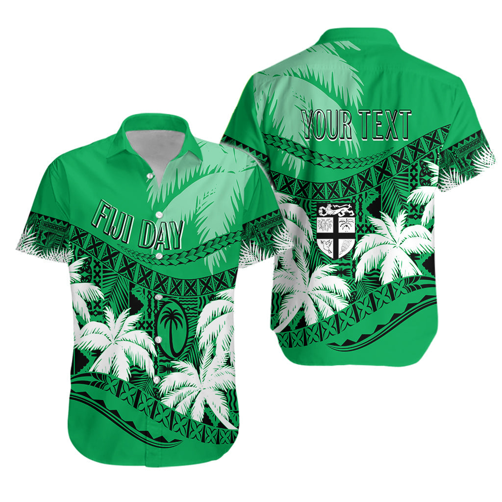 Personalised Fiji Day Hawaiian Shirt Flying Fijians Masi Kesa Style - Green