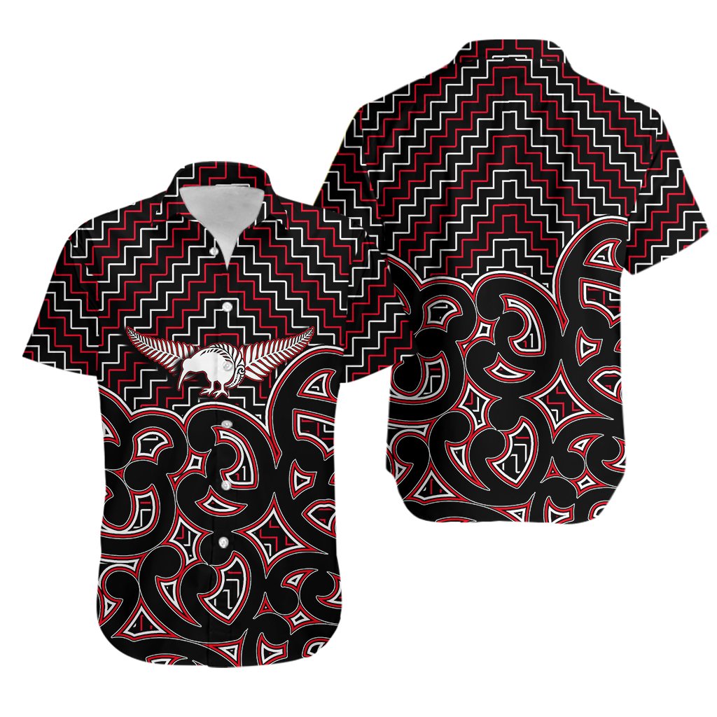 New Zealand Hawaiian Shirt Maori Graphic Tee patterns Red