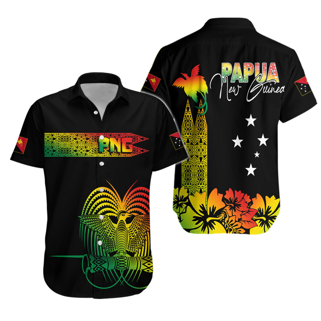 PNG Hibiscus Tribal Pattern Hawaiian Shirt Motuan Reggae Color