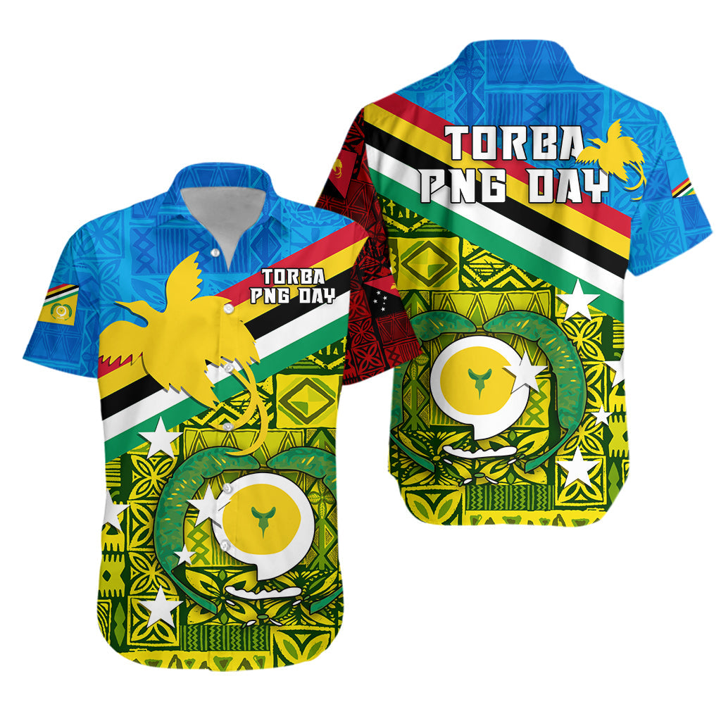 Torba PNG Day Hawaiian Shirt Vanuatu and Papua New Guinea - Combine Flag Design