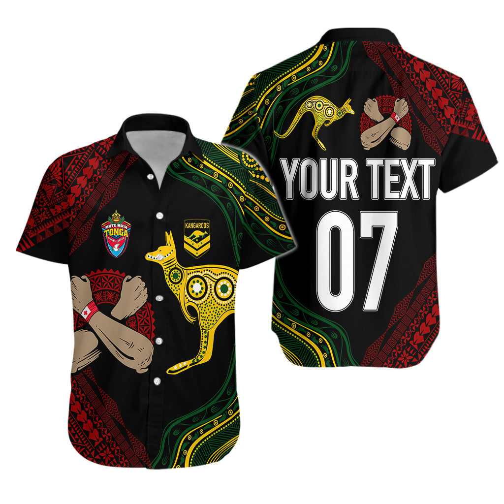 Personalised Aussie Kangaroos Mix Mate Maa Tonga Hawaiian Shirt Aboriginal with Kupesi
