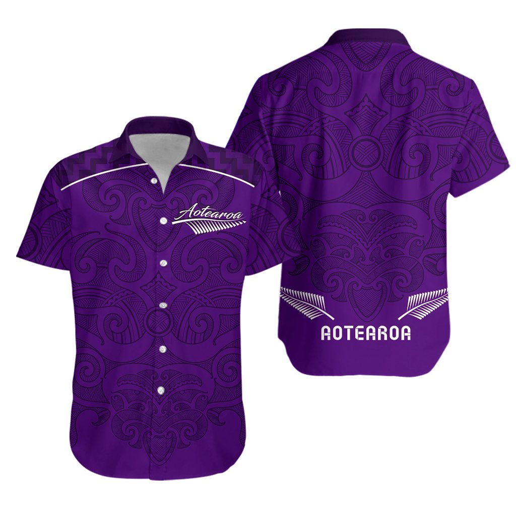 Maori 2021 Hawaiian Shirt - Purple Aotearoa Tattoo