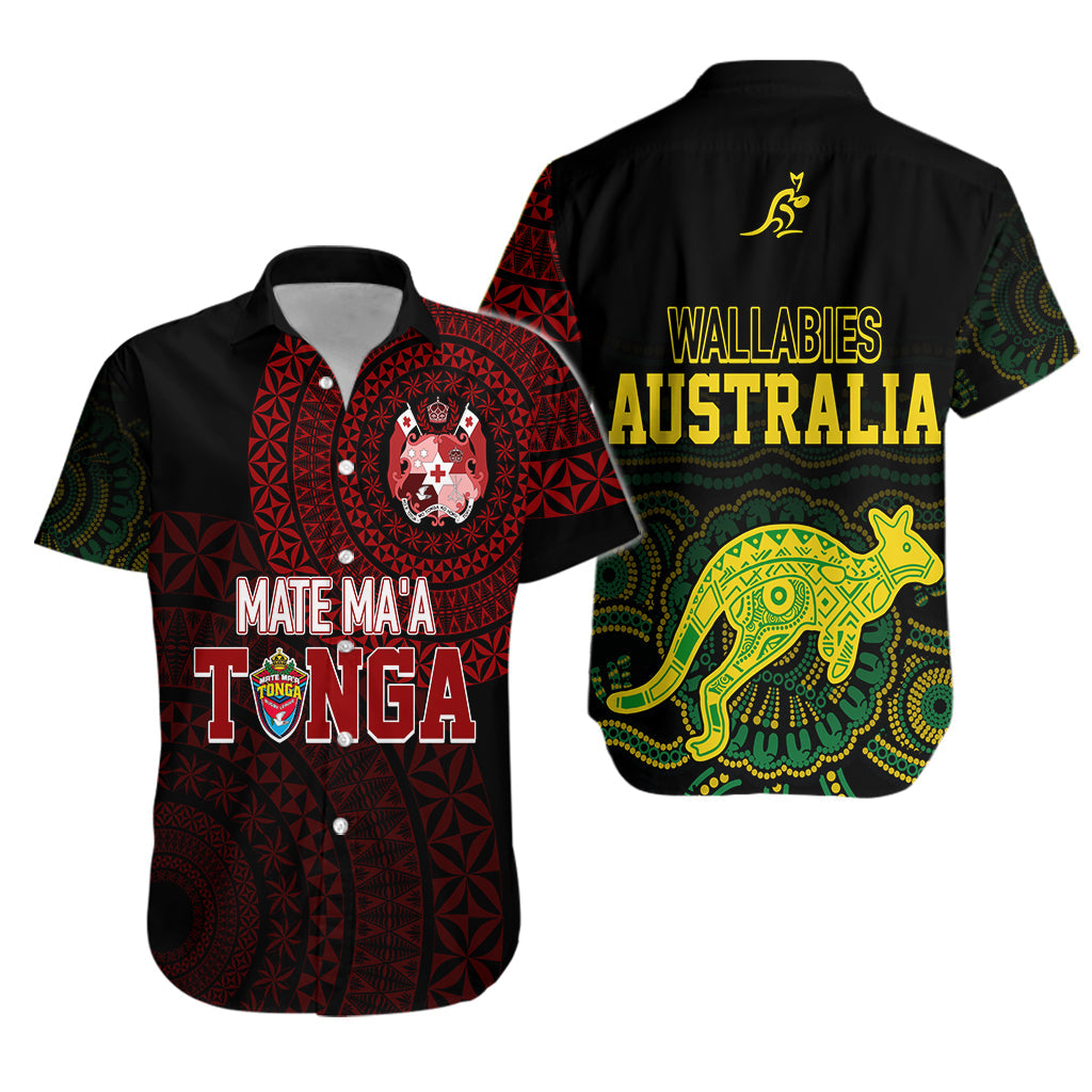 Personalised Aussie Wallabies Mix Mate Maa Tonga Hawaiian Shirt Ver 01