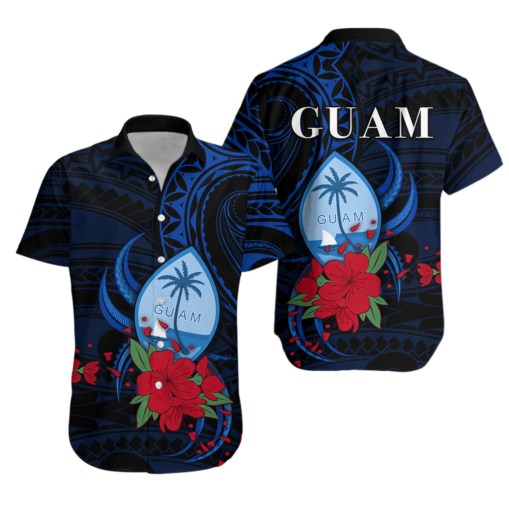 Guam Hawaiian Shirt Polynesian Flowers