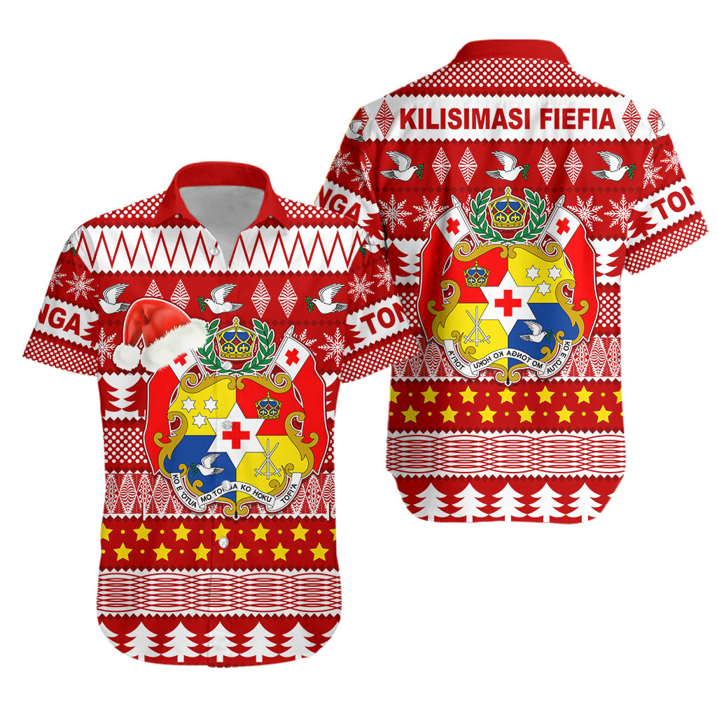 Tonga Kilisimasi Fiefia Hawaiian Shirt Merry Christmas with Tongan Pattern