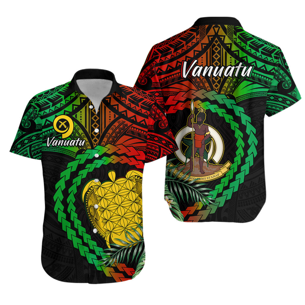 Vanuatu Heart Polynesian Hawaiian Shirt Turtle Sand Drawings