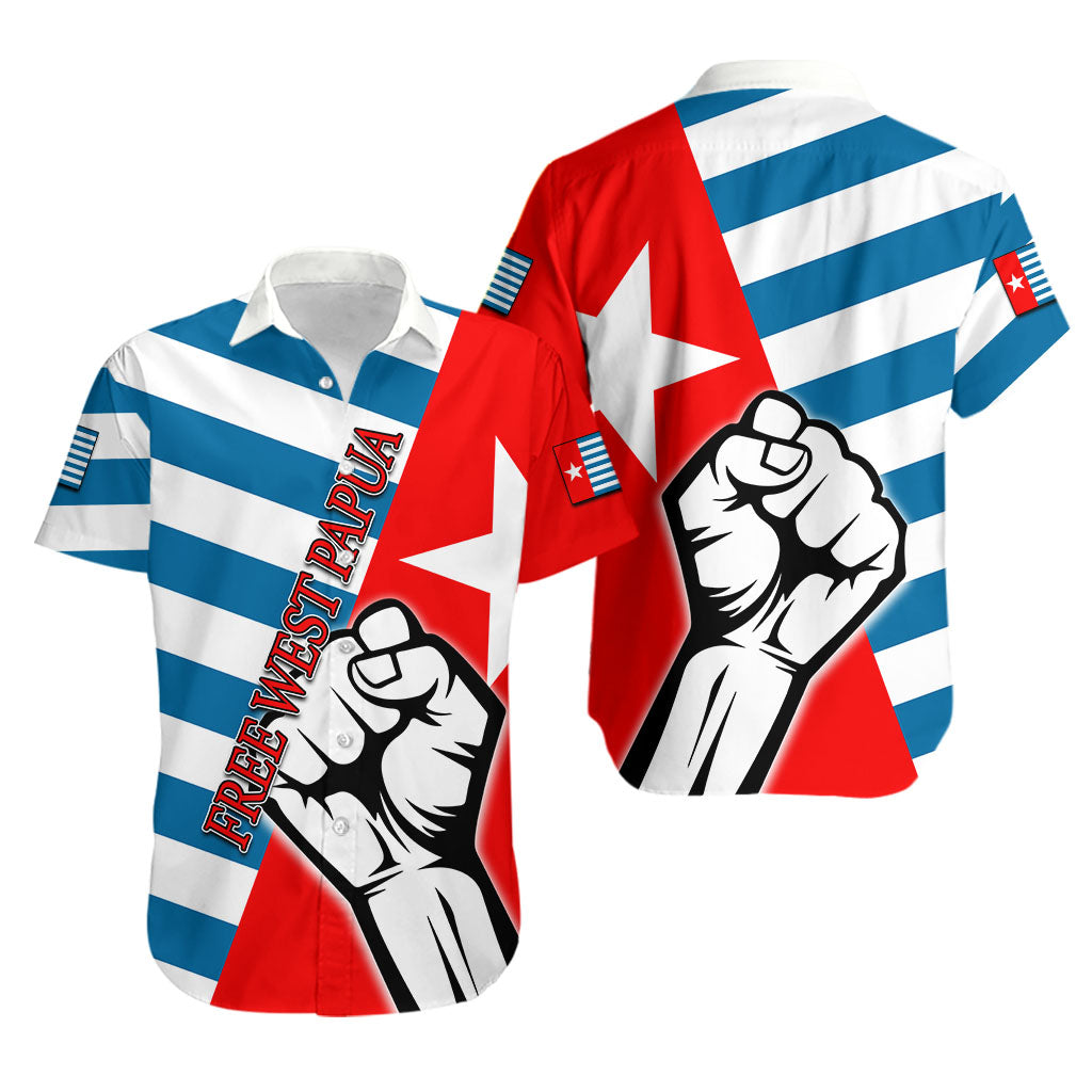Free West Papua Hawaiian Shirt Clenched Hands Flag