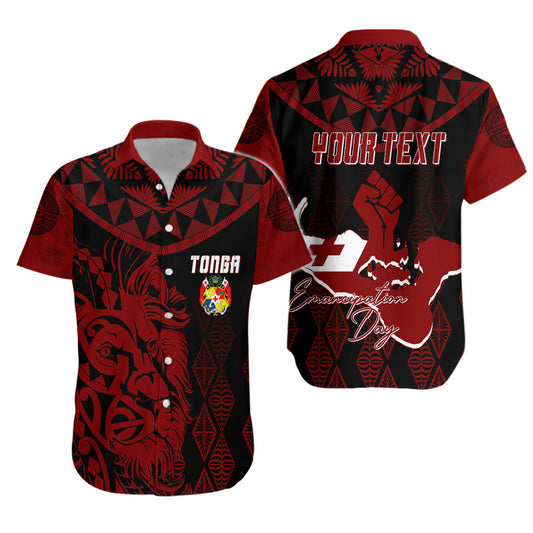 Tonga Personalised Hawaiian Shirt Emancipation Day Lion Style - Black