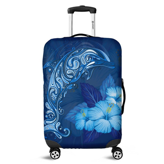 Hawaiian Dolphin Hibiscus Tropic Blue Polynesian Luggage Covers AH