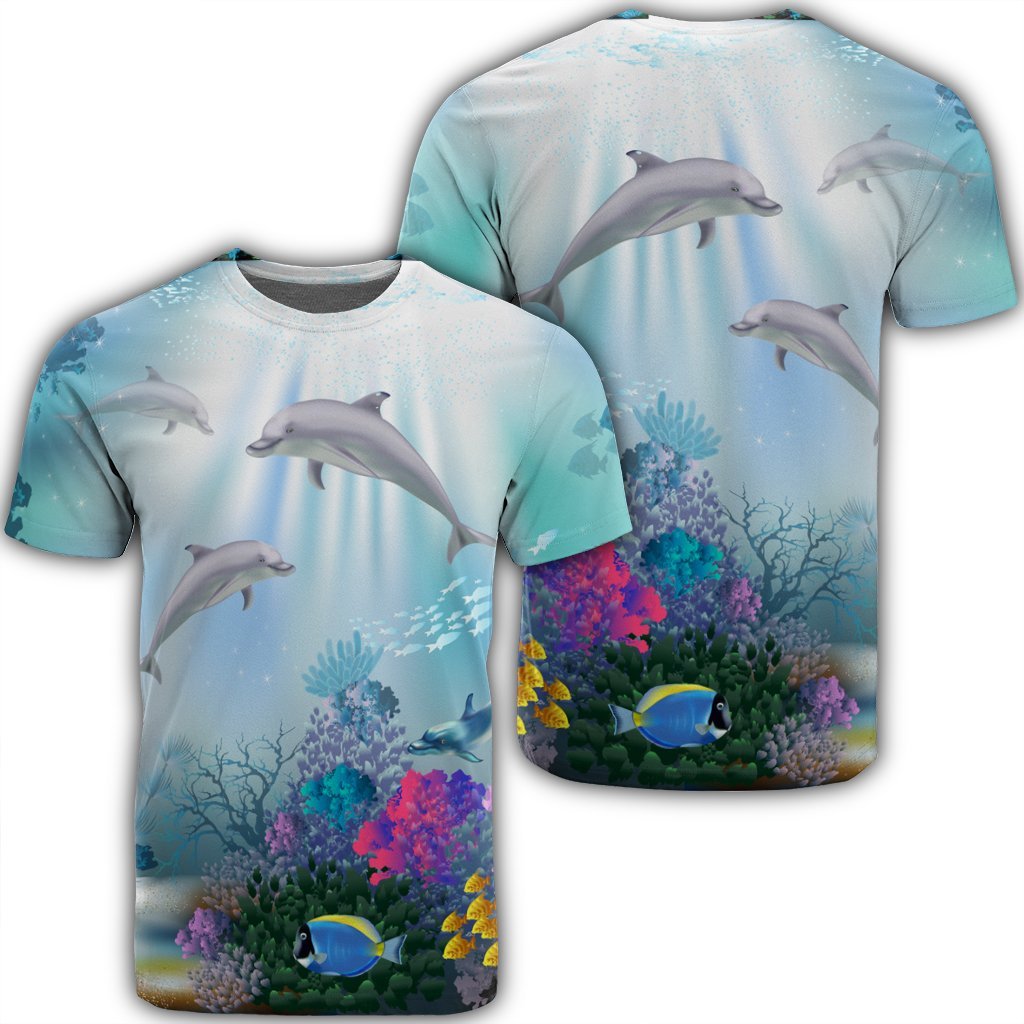 Hawaiian Dolphins Play The Ocean Polynesian T-Shirt AH