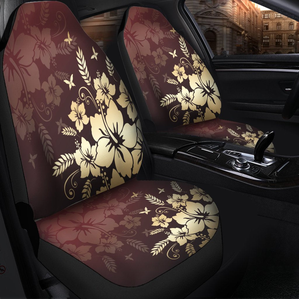Hawaiian Golden Hibiscus Butterfly Polynesian Car Seat Covers AH