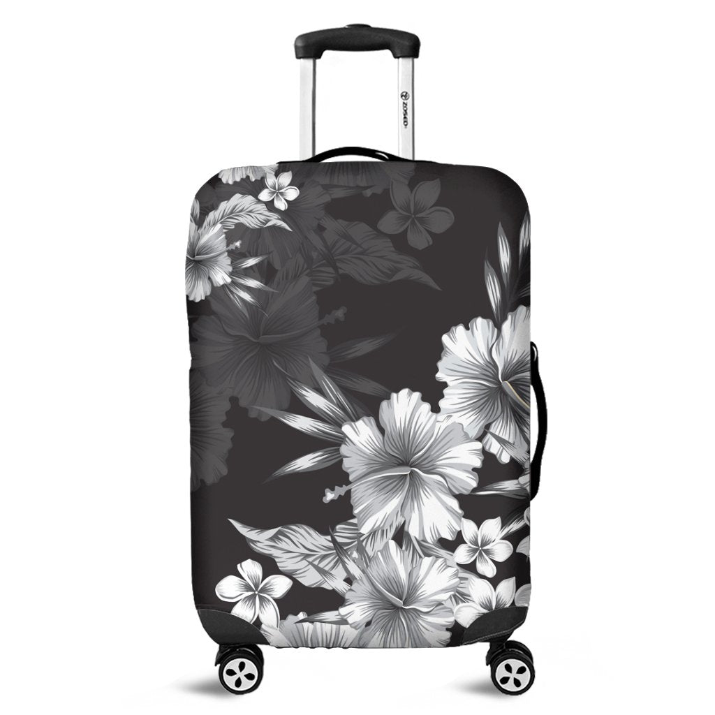 Hawaiian Hibiscus Black And White Polynesian Luggage Covers AH
