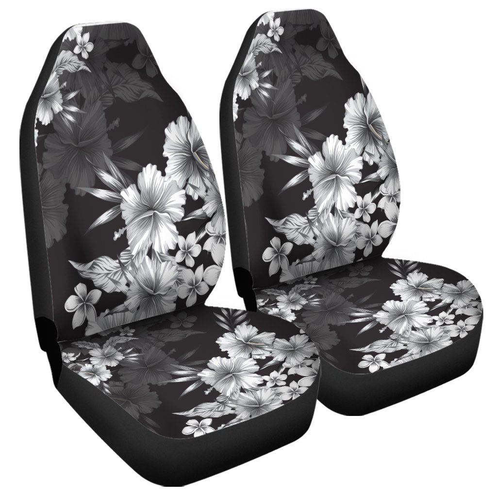 Hawaiian Hibiscus Black And White Polynesian Car Seat Covers AH