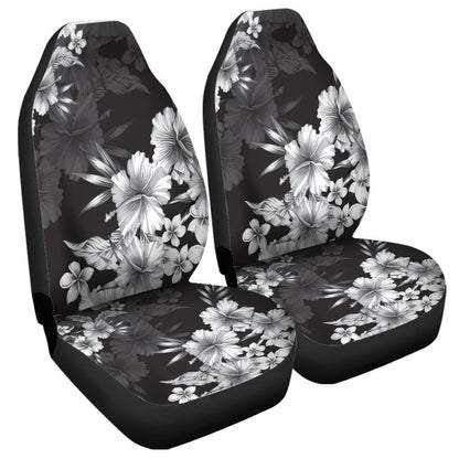 Hawaiian Hibiscus Black And White Polynesian Car Seat Covers AH