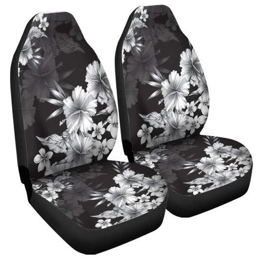 Hawaiian Hibiscus Black And White Polynesian Car Seat Covers AH