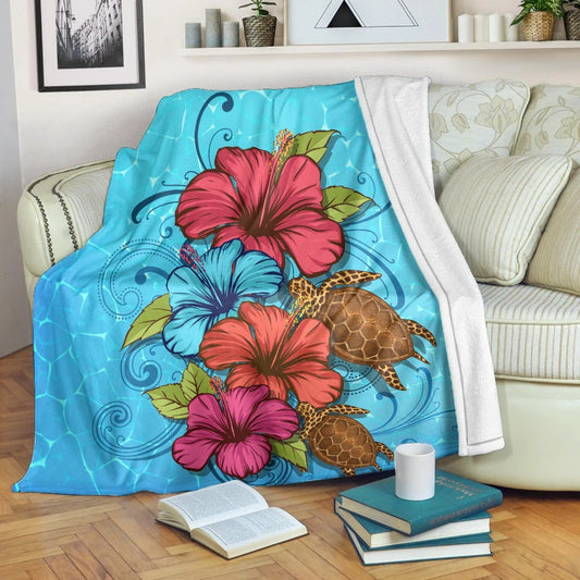 Hawaiian Hibiscus Flower Soulful Premium Blankets AH