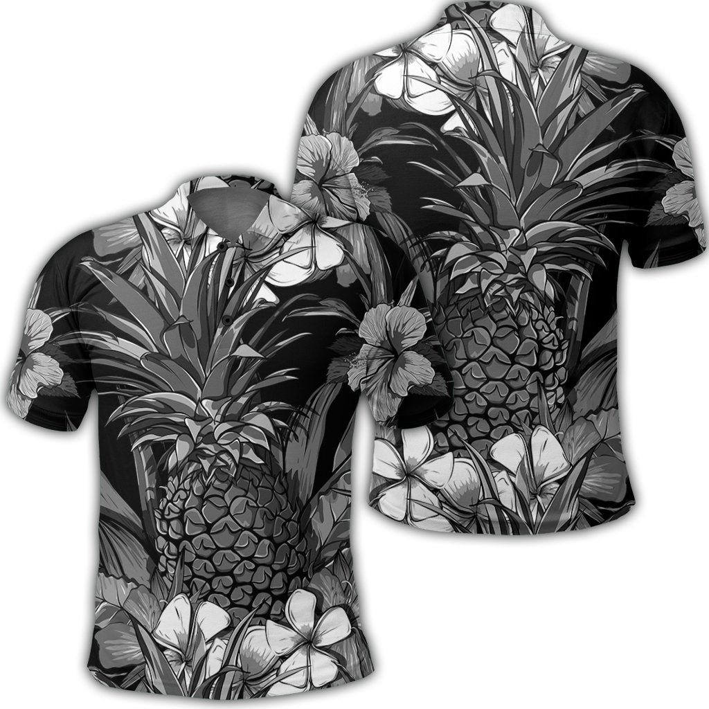 Hawaiian Hibiscus Plumeria And Pineapple Polynesian Polo Shirt - AH